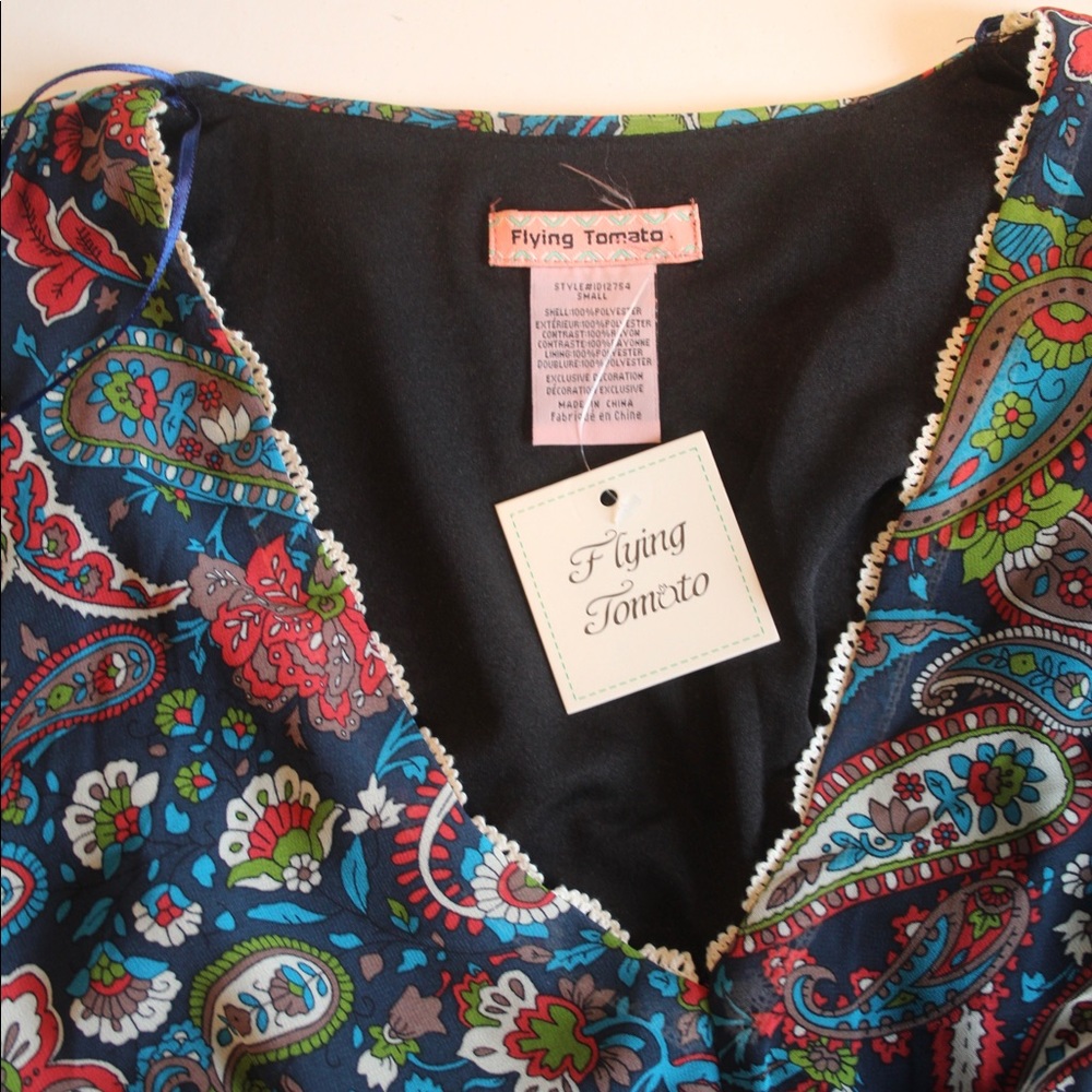 NWT Flying Tomato Boho Paisley VNeck Tunic Dress S - Picture 13 of 16